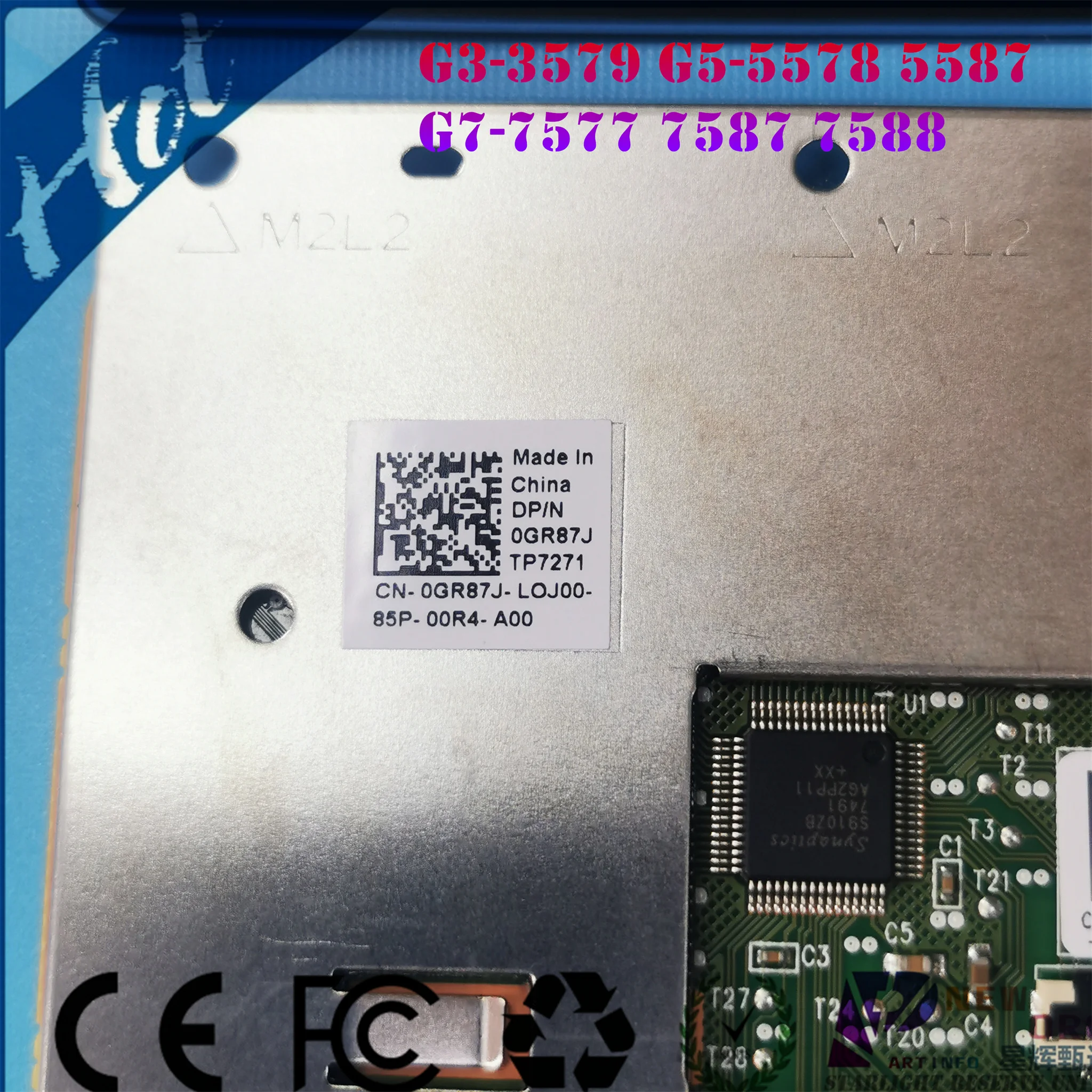 Laptop touchpad for DELL Gaming15 G3-3579 3779 G5-5587 5588 G7-7577 7588 series with Blue Plate frameb TM-P3240 0GR87J PYGCR