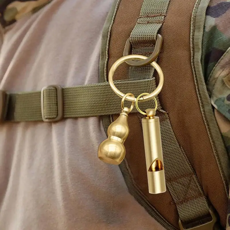 Survival Whistle Vintage Brass Coaching Whistle Auspicious Car Keychains Pendant Referee Training Whistles Outdoor Survival Tool
