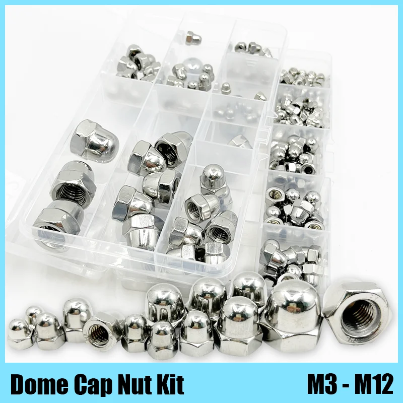 

Acorn Nut Set M3 M4 M5 M6 M8 M10 M12 A2 Stainless Steel 316 201 304 Decorative Cap Blind Nuts Caps Covers Hex Dome Acorn Nut Kit