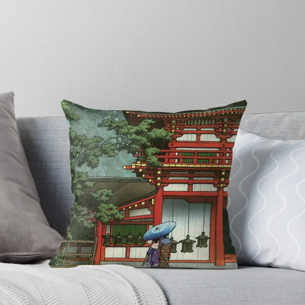 

Japanese Classic Asian Temple Rain Asia Art Throw Pillow