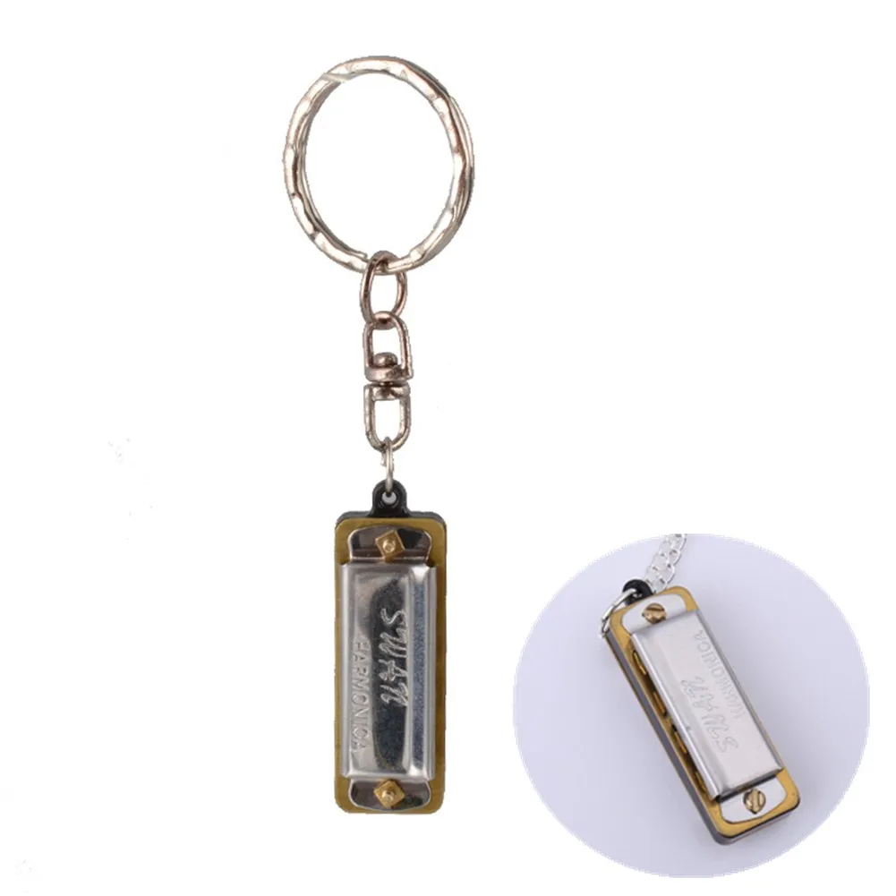 

Mini Harmonica Keychain 4 Holes 8 Tone Portable Small Mouth Organ Silver Musical Instruments For Children Friends As A Gift