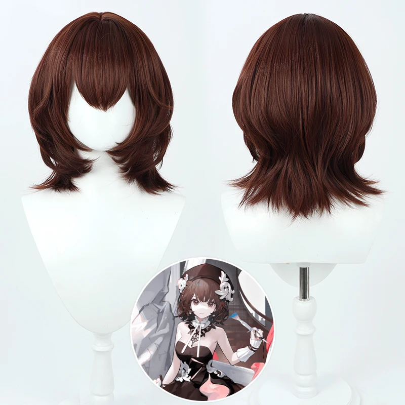 

Arknights Roberta Cosplay Wig Short Brown Heat Resistant Hair Halloween Party Role Play Costume Wig + Wig Cap