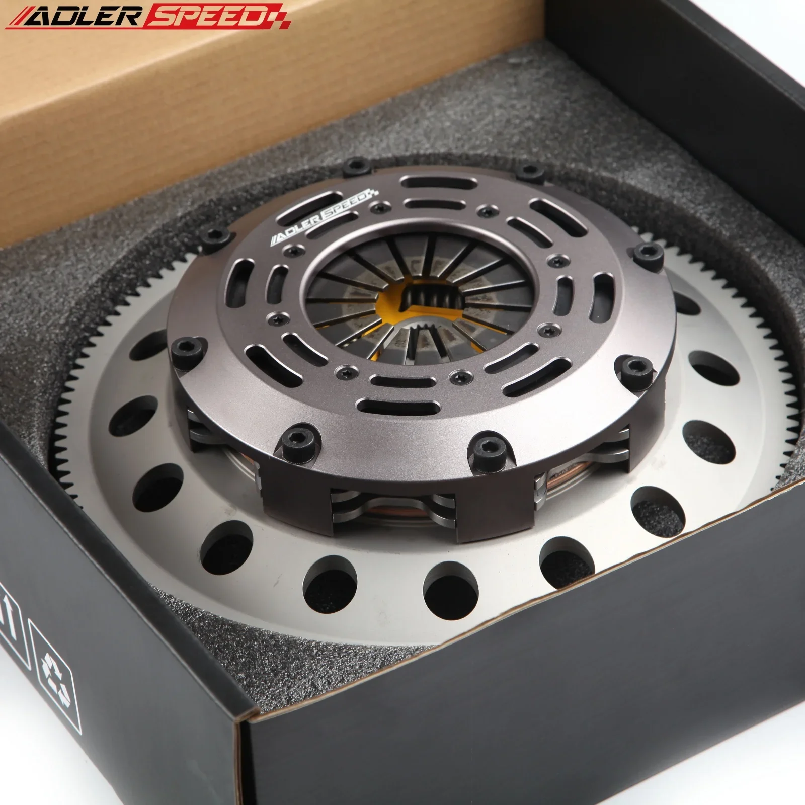 ADLERSPEED 7.25인치 185mm 스프렁 클러치 트윈 디스크 키트 + 플라이휠 (닛산 350Z 인피니티 G35 VQ35DE 중형용)