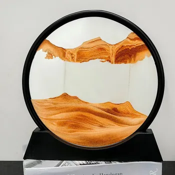 3D Sandscape Moving Sand Art Picture Round Glass Deep Sea Hourglass Quicksand Craft Flowing Sand Painting Office Home Decor Gift 2
