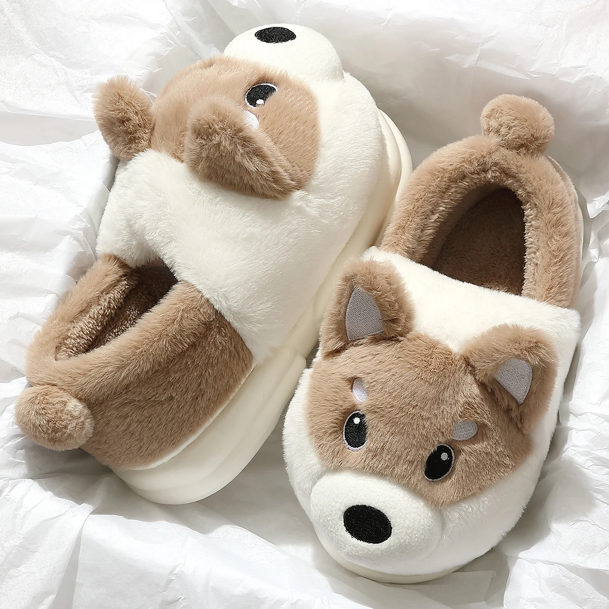 Women Men Cotton Shoe Slipper Winter Warm Husky Shoe Lining Plush Indoor Couple Slides Platform High Top Snow Boots Home Slipper 2
