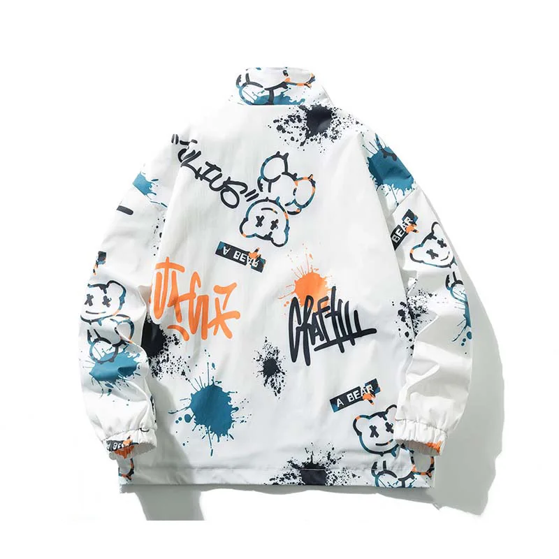 Hsa 2022 Autumn Winter Men\'s New In Parkas Fall Casual Cartoon Graffiti Jackets Black White Harajuku Chic Hip Hop Male Coat