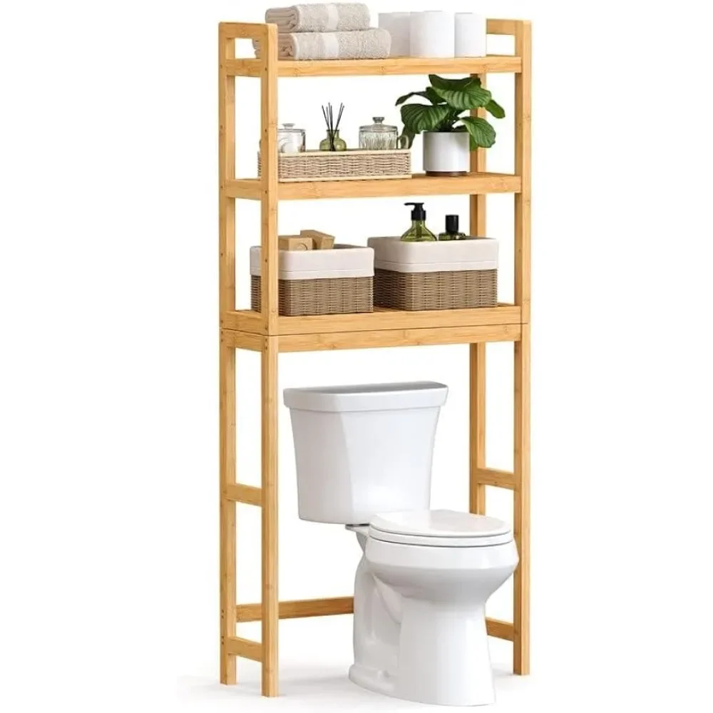 SONGMICS Over The Toilet Storage, 3-Tier Bamboo Over Toilet Bathroom  Organizer with Adjustable Shelf,10.2 x 24.8 x 64.2 Inches - AliExpress