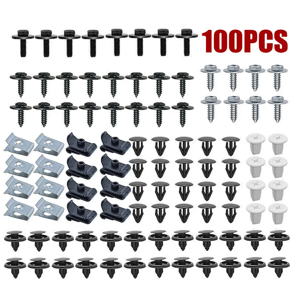 

100pcs Mixed Auto Fastener Clip Car Body Push Retainer Pin Rivet Bumper Door Trim Panel Retainer Fastener Kit for Toyota Lexus