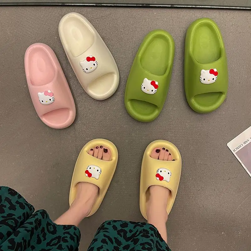 

Sanrio Hello Kitty Slippers Female Summer Wear Outside Leisure Fashion Ins Girly Heart Cute Beach Sandals Mute Home High Heels