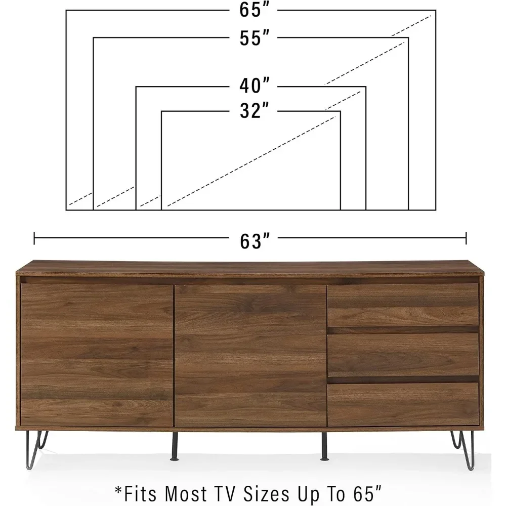 Teagan Medieval Record Storage Sideboard et Cabinet, Brown Oak，63 L x 15.75 W x 27.25 H inches