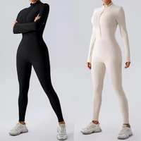Warm Thin Fleece Jumpsuits Women's Tracksuit Winter One-Piece Sports Suit Black Fitness Jumpsuit Long Sleeves Workout Bodysuit
