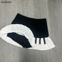Spring Black White Spliced Women Short Skirt 2025 Y2k Slim Design Harajuku Mini Skirt Female Empire Korea Style Chic Piano Skirt - Image 6