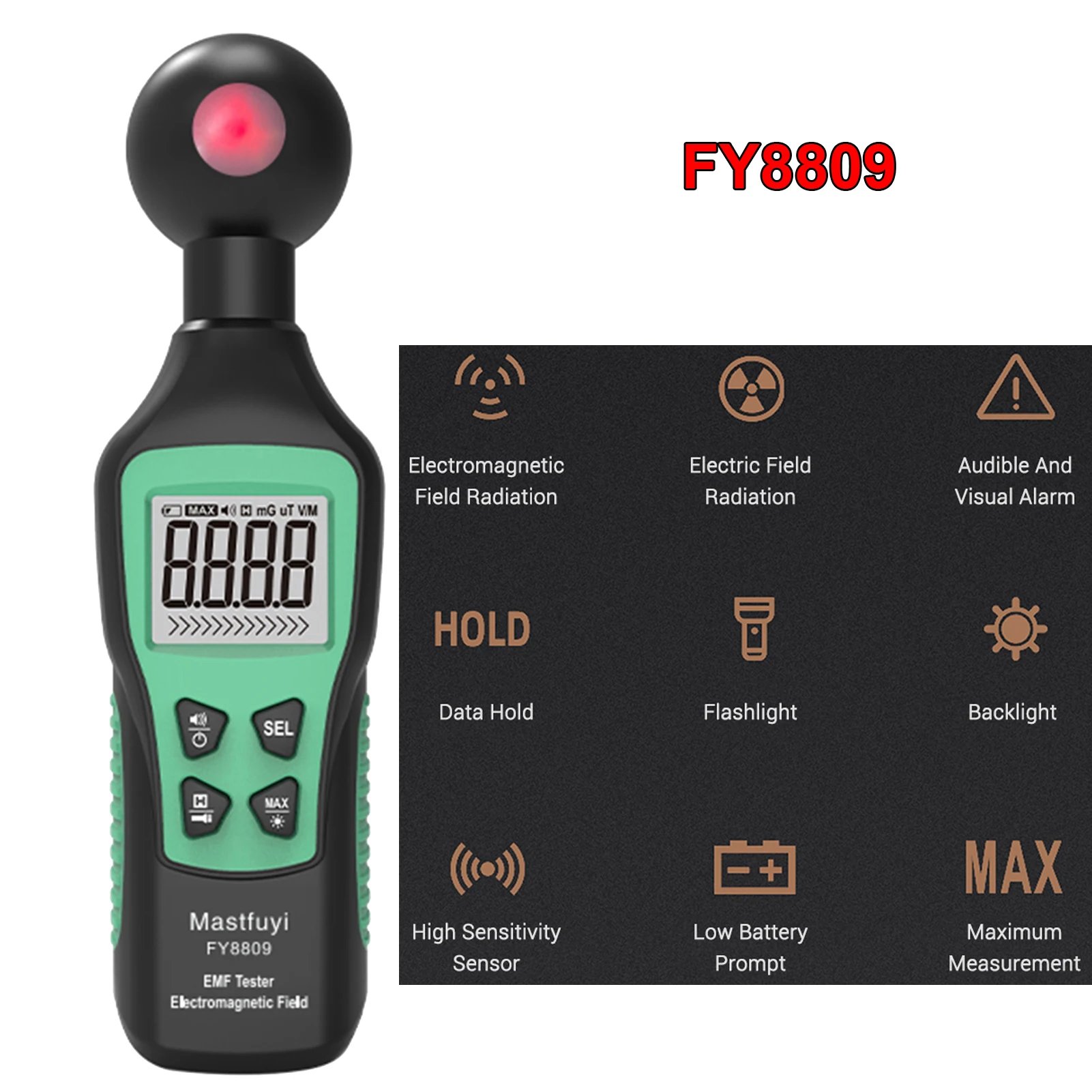 FUYI Radiation Dosimeter EMF Meter Electromagnetic Radiation Detector Household High Precision Wave Tester Monitor