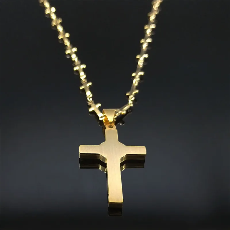 Mondo Cattolico - Croce Pendente In Acciaio Inossidabile Con Zircone E Catenina - Gioiello Religioso Artigianale Italiano, Regalo Ideale