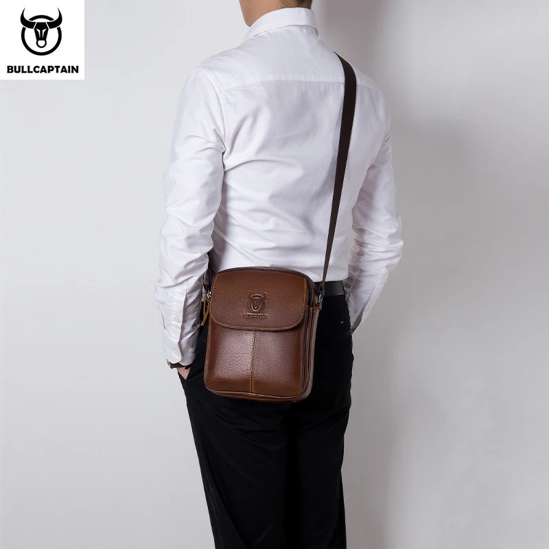 BULLCAPTAIN حقيبة ساعي جلدية للرجال، حقيبة كتف عمل...