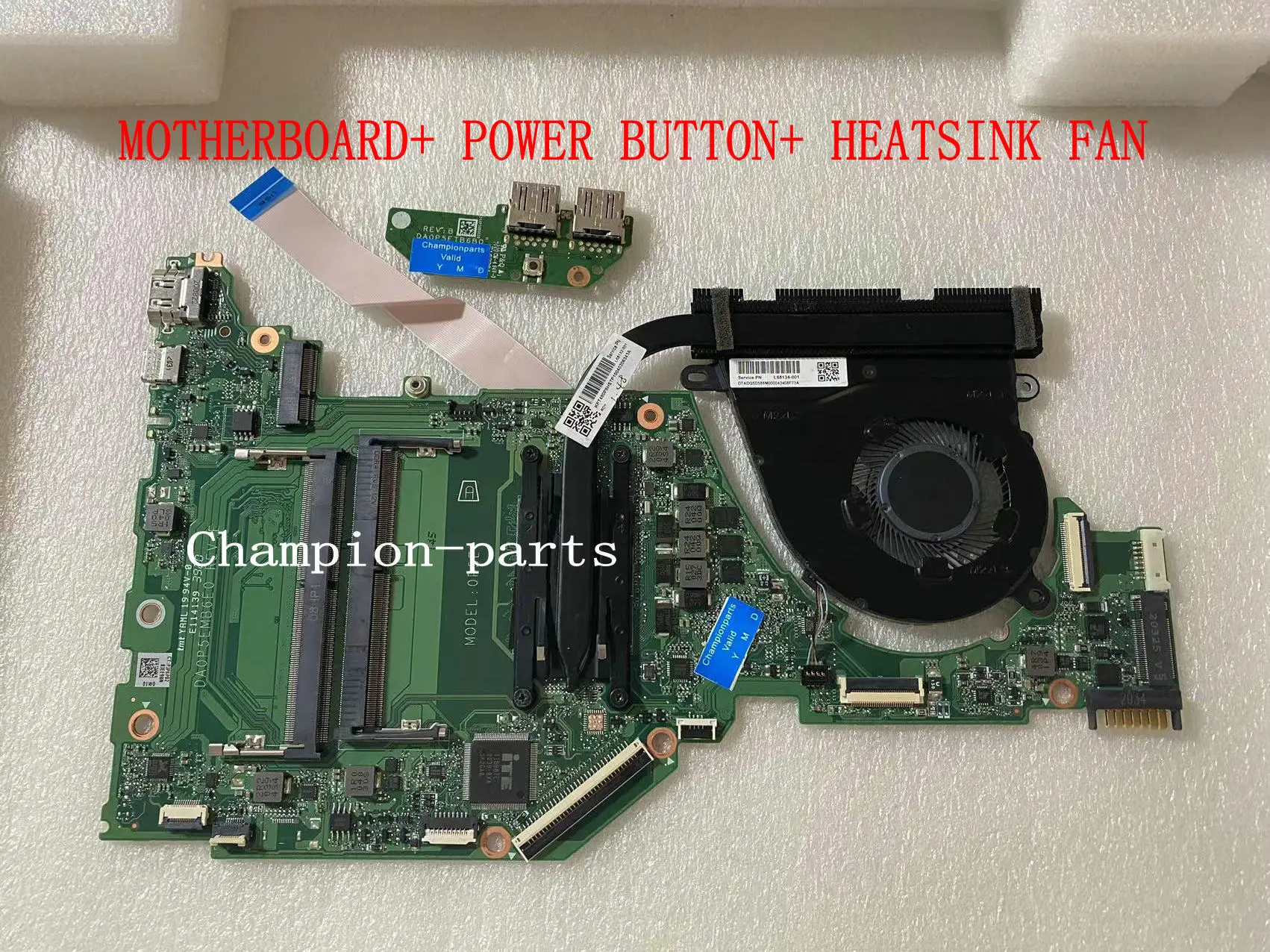 

MLLSE AVAILABL FOR HP 15-EF 15S-EQ LAPTOP MOTHERBOARD DA0P5EMB6E0 CPU RYEZN 5 R5-3500U +HEATSINK FAN+SWTICH POWER BUTTON