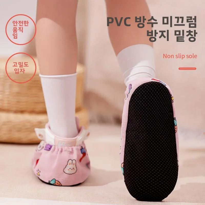 실내용 세탁 가능 어린이용 신발 커버, 미끄럼 방지 재사용 가능 컴퓨터 교실 가정용 부드러운 소재 학생용 신발 커버