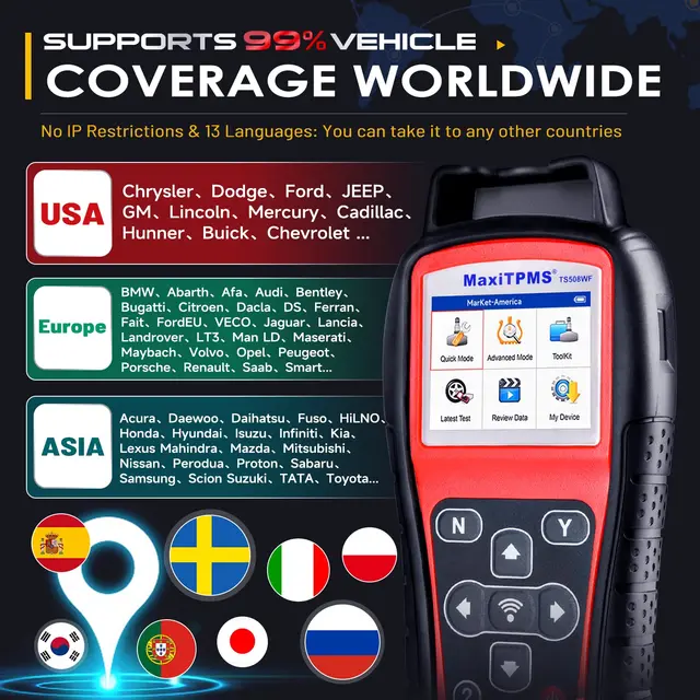 2024 Autel TS508WF TPMS MX sensor 315 433MHz Car Diagnostic WiFi Programing Service Tool Tire Repair