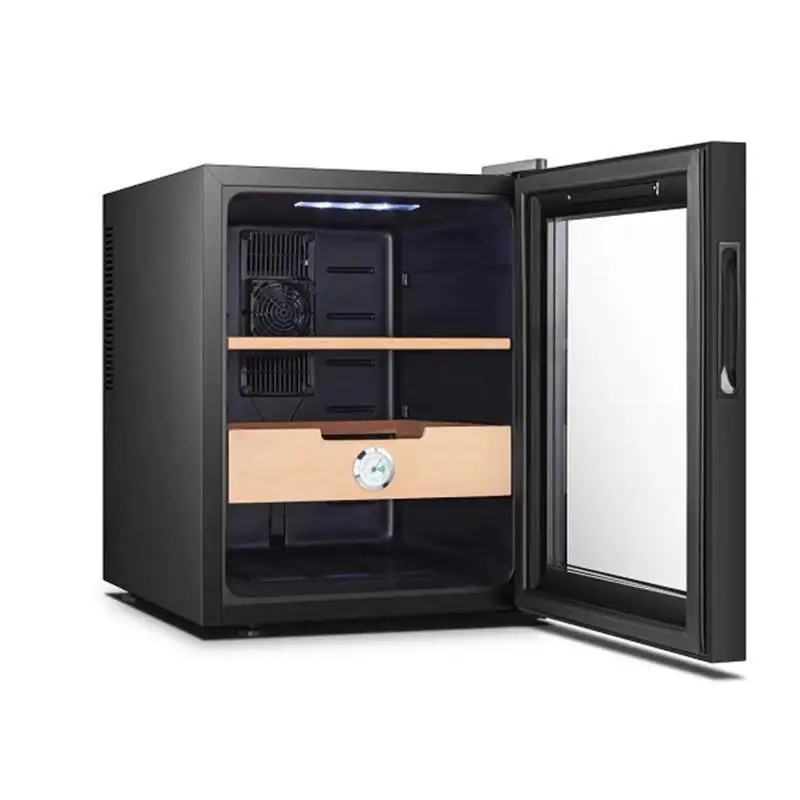 Small Humidity Cigar Cabinet Air Cooled Single Temperature Cedar Wood Shelf Refrigerate