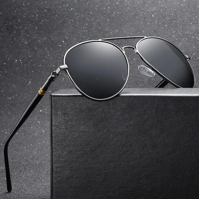 Luxury Aviator Polarized Sunglasses - Unisex Designer Metal Eyewear with UV400 Protection