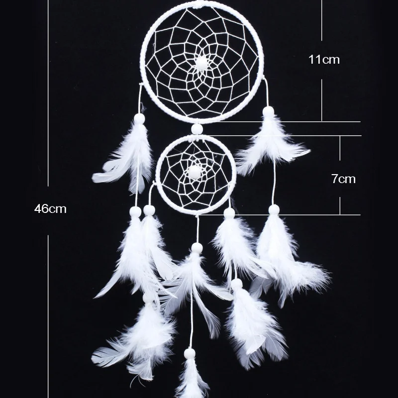 White Second Ring Dreamcatcher Home Hanging Wedding Celebration Decoration Feather Handicraft Wind Chimes Pendant Gift 5
