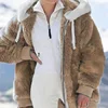2023 New Style Autumn And Winter Loose Plush Zipper Hooded Jacket Woman 3