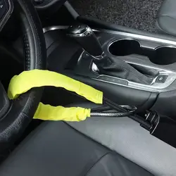 Steel Car Steering Wheel Anti - Theft Lock with Dual Keys and Easy Installation (Yellow)