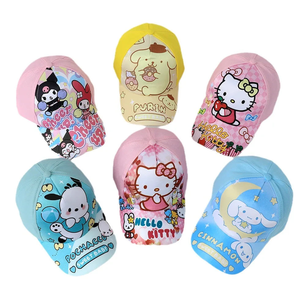 

Sanrio Animation Peripheral Children's Baseball Breathable Peaked Cap Outdoor Sports Sunshade Anti UV Peaked Cap Hello Kitty