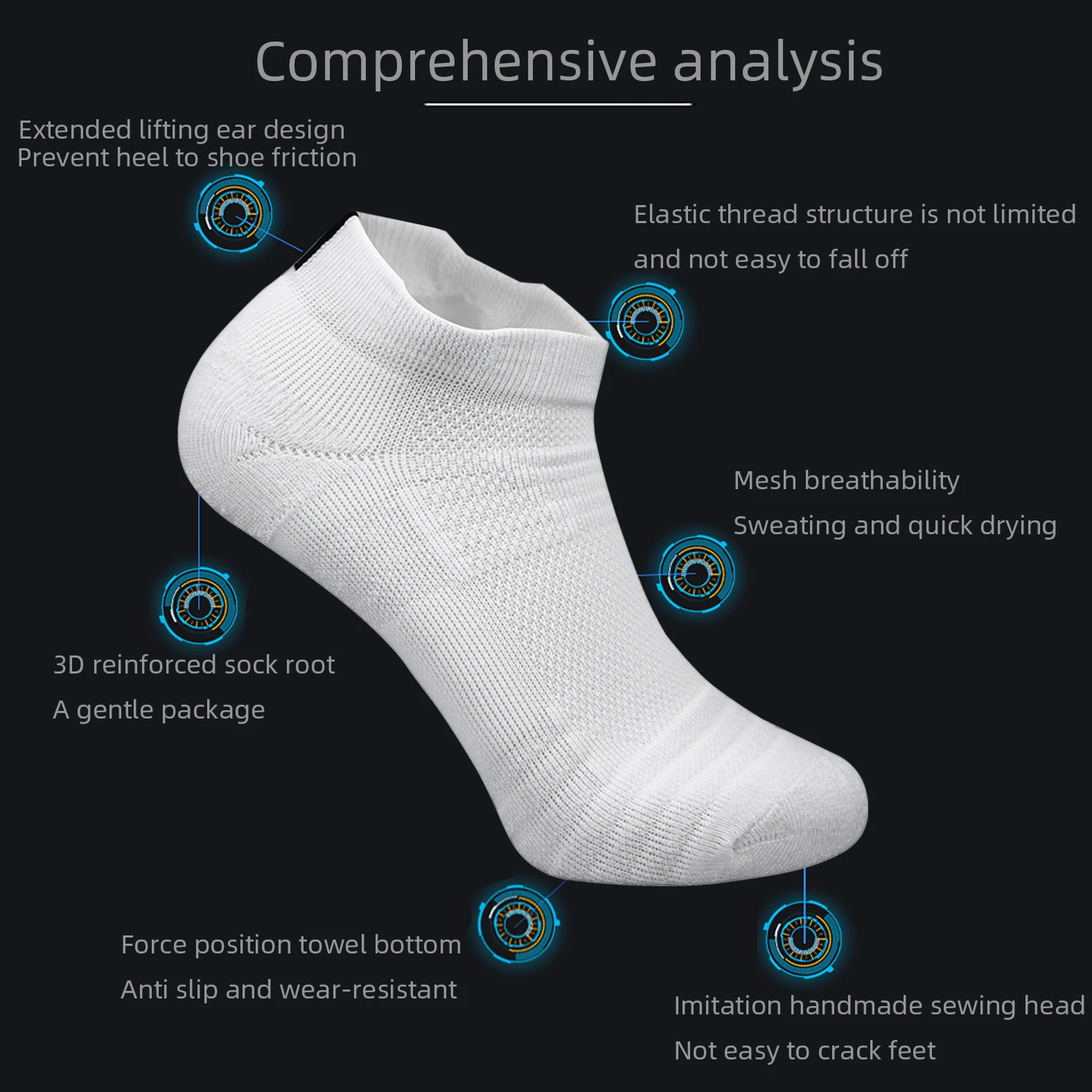 Cycling Socks 3 Pairs Men's Sport Basketball Running Compression Ankle Anti-slip Bike Bicycle Mtb