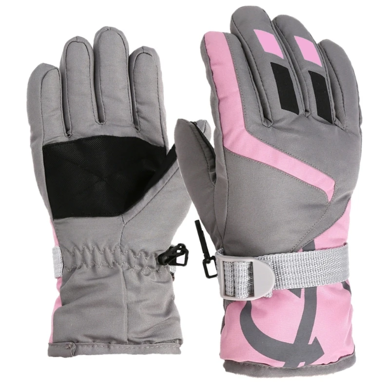 Anti Slip Snow Gloves Adjustable Wrist Strap Gloves Warm Mittens Outdoor Skiing Gloves Skating Essential for 3-16T Kids 2