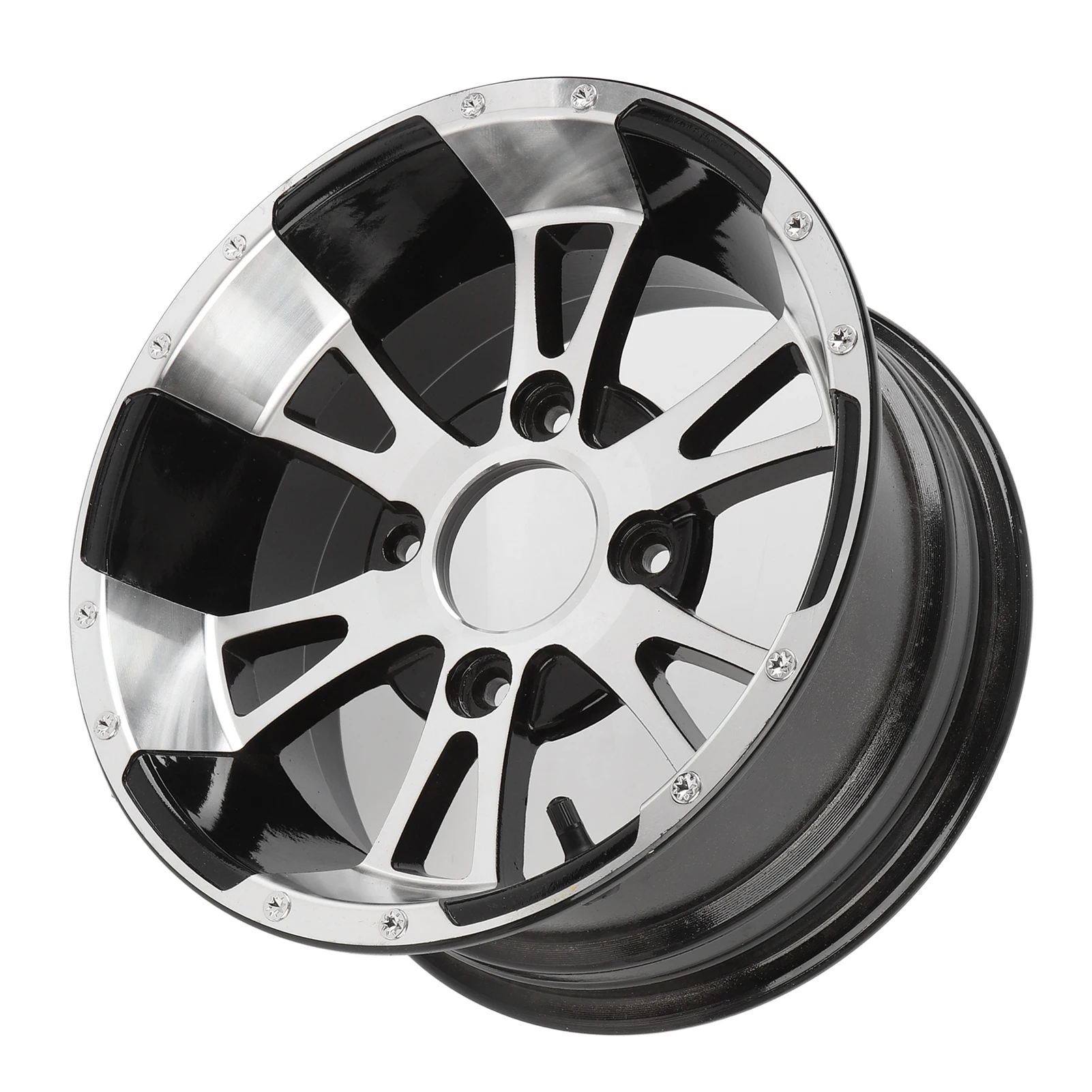 12 Inch ATV Wheel Rim Strong Load Capacity 25X8-12 Wheel Rim High Strength Aluminum Alloy Rustproof Long Lasting for  Cart