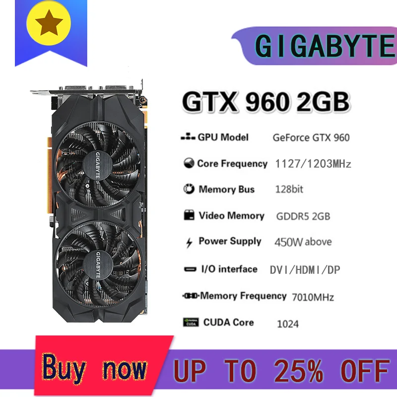 GIGABYTE GA Raphic Card GTX 750TI 950 960 1050TI 1060 1070 1650 2-3-4-5-6-8GB Video Cards GPU Support  Desktop CPU Motherboard gpu computer Graphics Cards