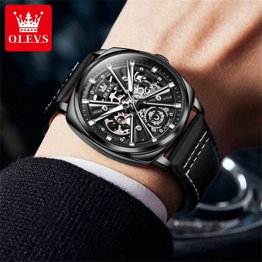 

OLEVS Fashion Automatic Men Watch Luxury Waterproof Luminous Man Wristwatch Skeleton Mechanical Men's Watches High Quality reloj