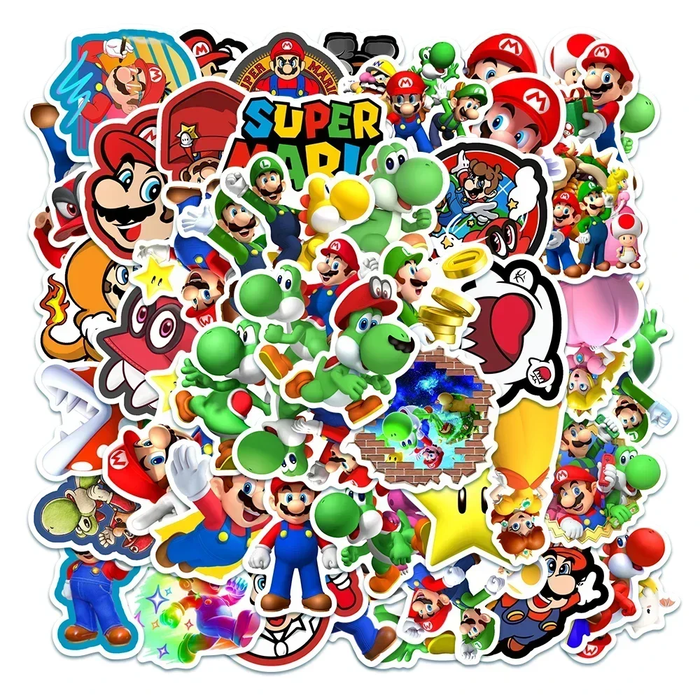 Kawaii süper Mario Bros çıkartmalar Luigi Yoshi Graffiti çıkartmaları kaykay bisiklet gitar dizüstü su geçirmez Anime çıkartmalar