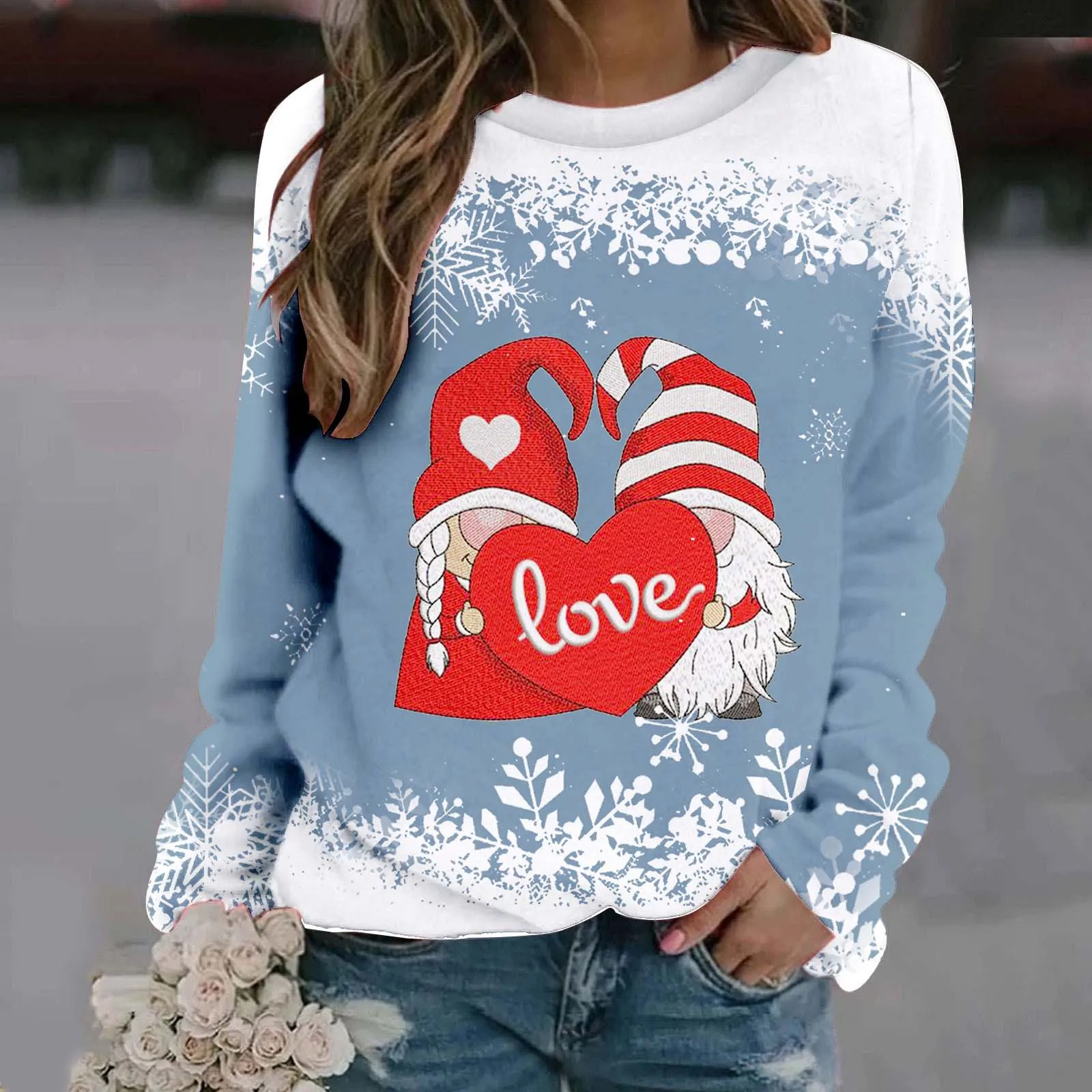 

Women's Christmas Print Sweatshirt Autumn And Winter Casual Pullover Hoodie Hoodies Sweaters Women