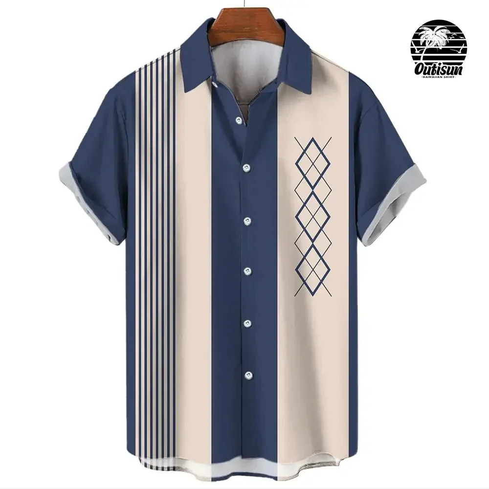 thumbnail image 1 of Camisa de hombre con estampado de flamencos, informal, con estampado 3D, con botones de solapa, para verano, estilo hawaiano, informal, tallas S a 5XL, 1 of 5