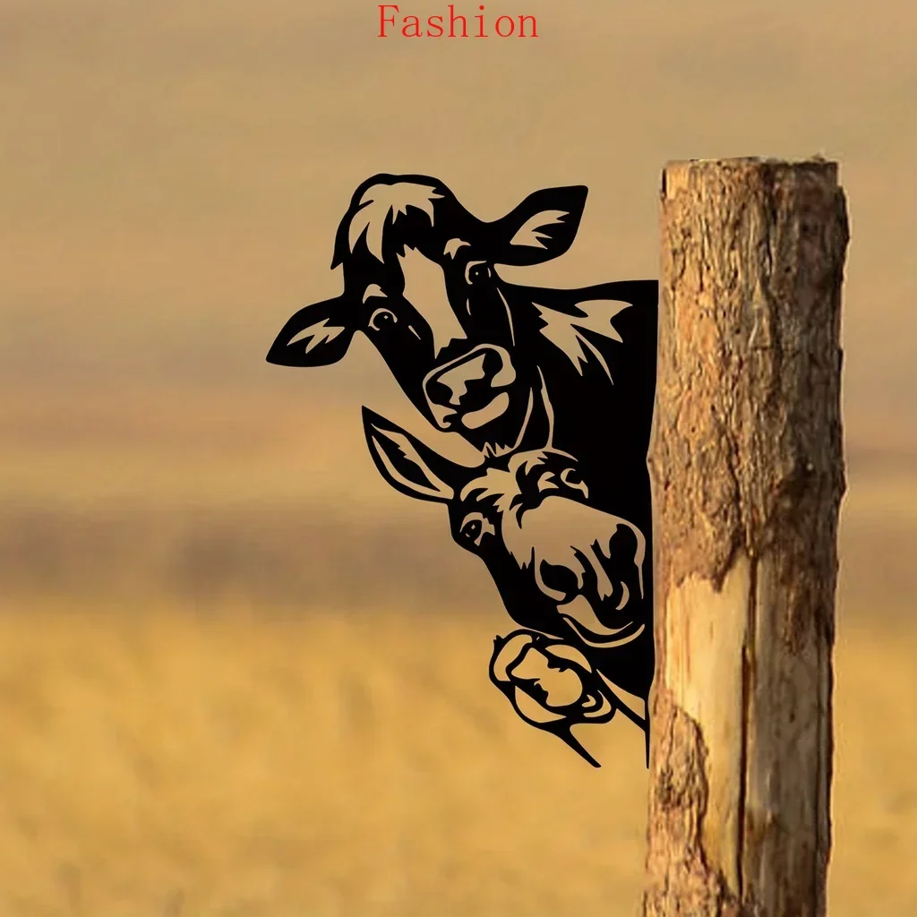 

Farm Peeping Animals Metal Art Sculpture Modern Artworks for Outdoor Garden Home Decoration Metal Wall Hanging Decor Wall Decor