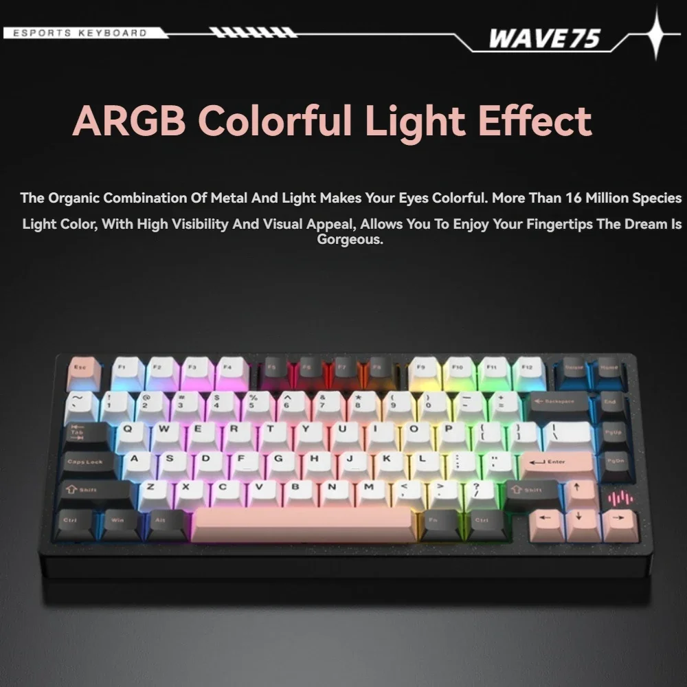 PMO Wave75 英語配列75%メカニカルキーボード PMO WAVE75 Mechanical Gamer Keyboards Customize 3Mode