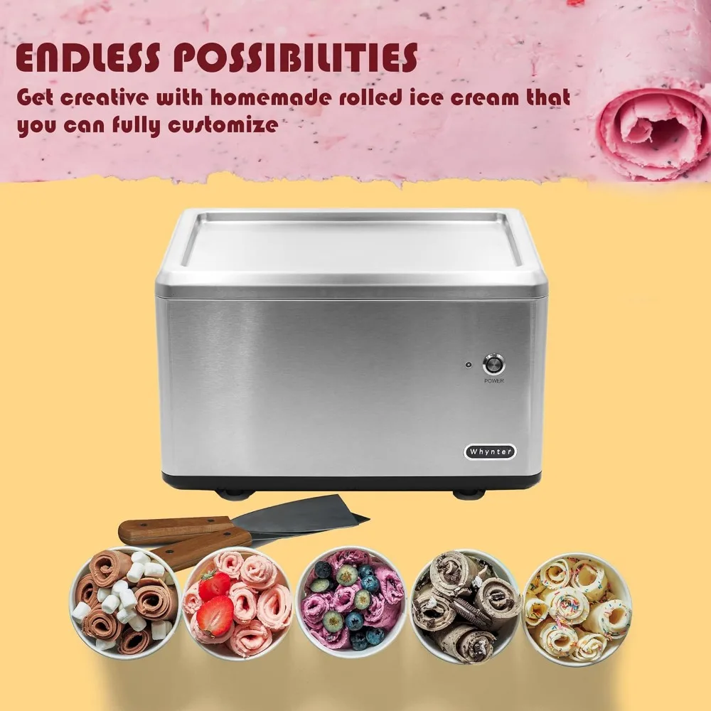 ICR-300SS 0.5-Quart Stainless Steel Rolled Ice Cream Maker with Compressor