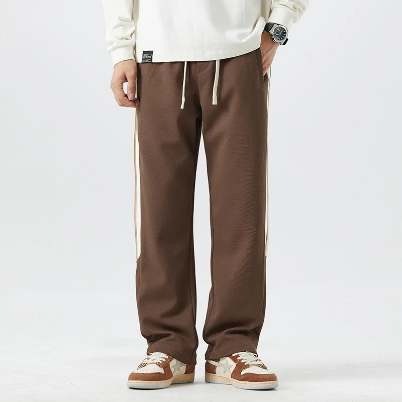 Men's autumn loose striped sweatpants plus size straight leg casual pants