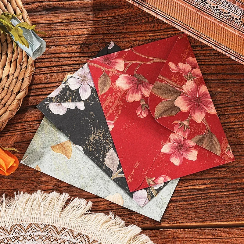 Kraft Paper Envelopes Mailing Envelopes Mini Envelopes 5pcs Vintage Brocade Envelopes Retro Floral Envelope for Letter Writing Kawaii Gift Package Kawaii Wedding Invitation Card Cover