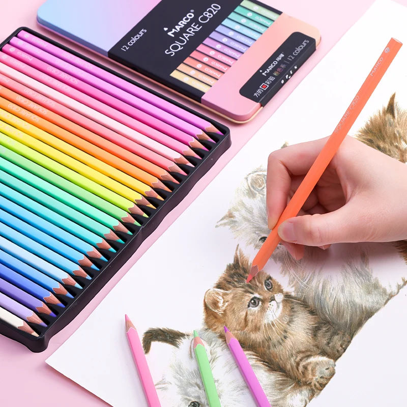 Pastel 12/24 Colors Macaron Oil Color Pencil Square Body Colored Pencils Drawing Pencil Set Student Children's Gift Supplies 150pcst painting pencil set water colored marker pen crayon oil pastel sketching paint brush children kids drawing tool supplies