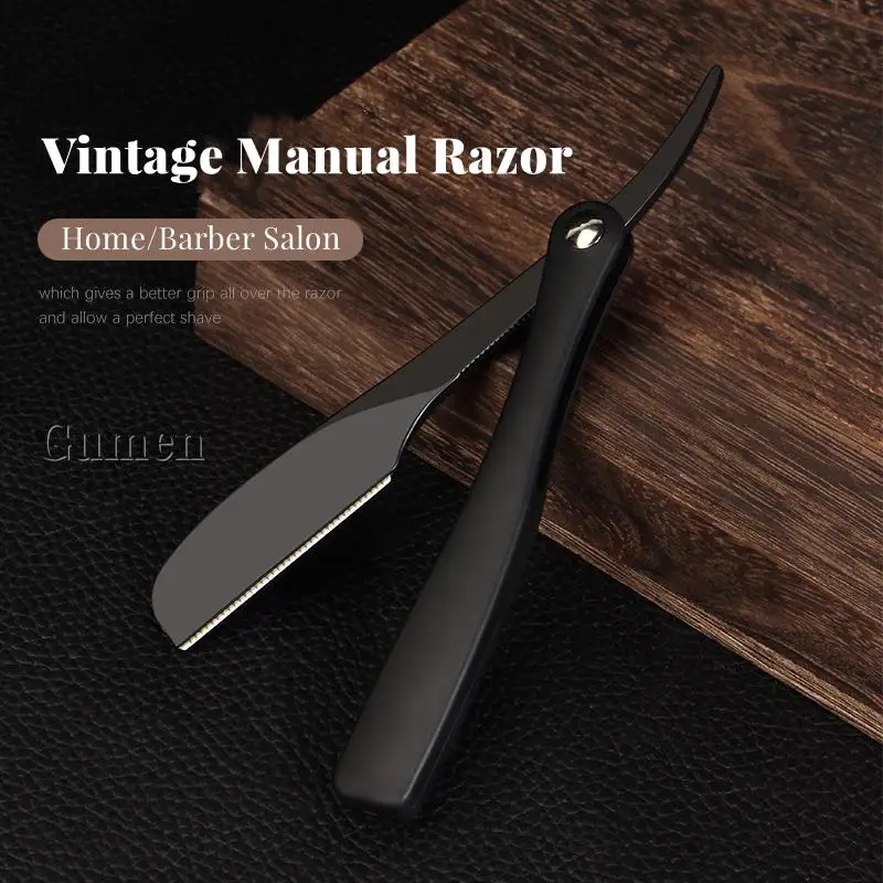ABS/Metal Spider Handle Men Straight Edge Razors Zinc Alloy Folding Shaving Knife Barber Salon Removal Shaver With Feather Blade
