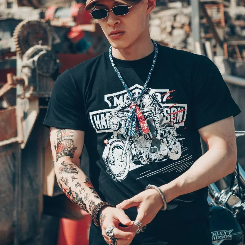 

Top Motorcycle Streetwear Print T Shirt for Men Goth Grunge Man Tee Shirts Anime Clothing Quick-drying Chic Free Shipping Loose