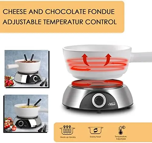 Electric Fondue Pot Set 1500W 2-QT Ceramic Chocolate Melting Pot Adjustable  Temperature, Oil Fondue Pot Set with 6 Fondue Forks - AliExpress