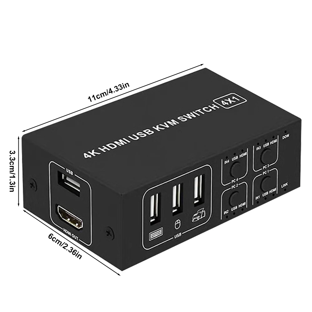 HDMI ȣȯ KVM ó ڽ, ũž Ʈѷ   Ű 콺 , 4K 60Hz HDMI USB KVM ó, 4 in 1 Out