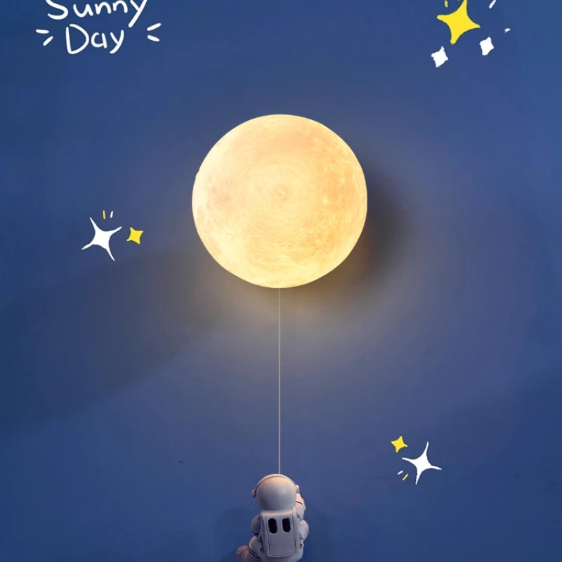 

Internet Celebrity Moon Wall Lamp Bedroom Astronaut Bedside Lamp Children's Room Spaceman Lamp