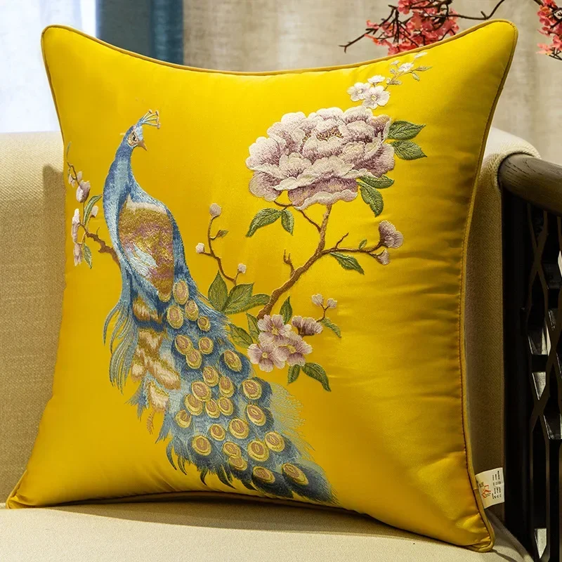 New Chinese Style Living Room Sofa Pillow Cover Embroidered