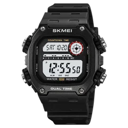 SKMEI Men's Waterproof Digital Sport Watch with Backlight and Stopwatch (Black white)