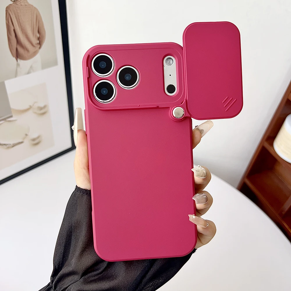 Soft Silicone Shockproof Case with Slide Camera Lens Protection and Matte Skin Feel